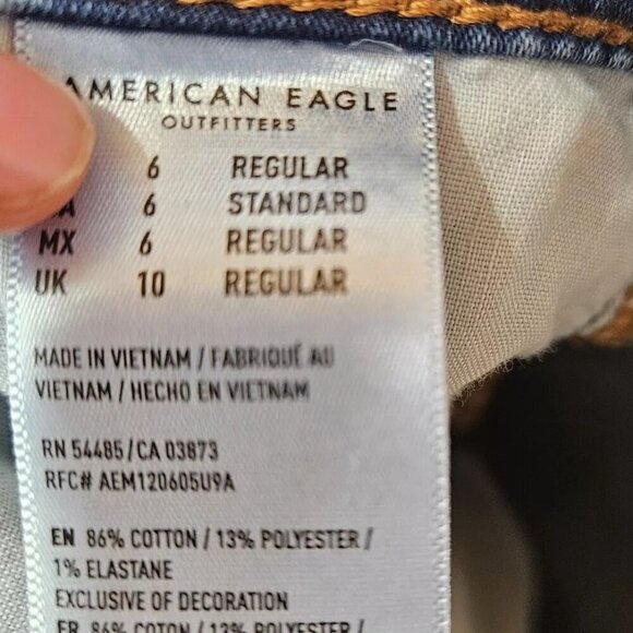 American Eagle Blue Skinny Jeans Stretch Distressed Low Rise Women's 6 Regular - Picture 3 of 4
